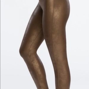 Spanx faux leather copper leggings